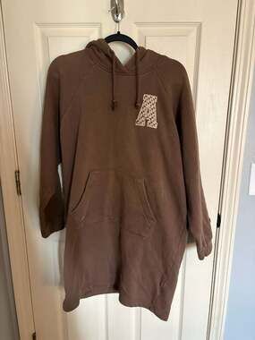 Adidas Women's All SZN Logo Mania Sweatshirt Dress in Brown